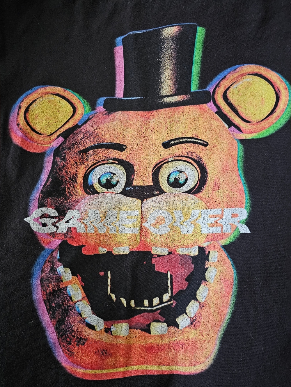 Men's Five Nights at Freddy's Game Over Large t-shirt graphic of Freddy Fazbear